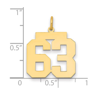 14k Yellow Gold Medium Polished Number 63 Charm LM63