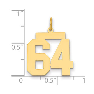 14k Yellow Gold Medium Polished Number 64 Charm LM64