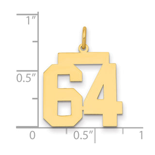 14k Yellow Gold Medium Polished Number 64 Charm LM64