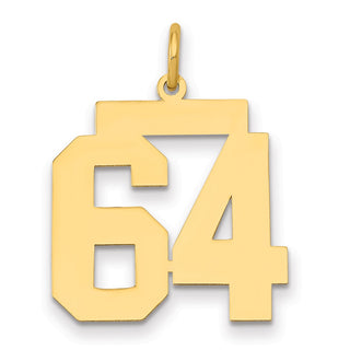14k Yellow Gold Medium Polished Number 64 Charm LM64