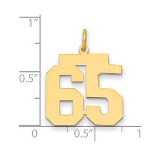 14k Yellow Gold Medium Polished Number 65 Charm LM65