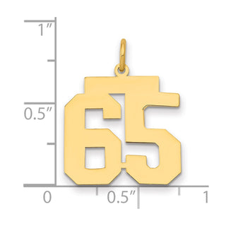 14k Yellow Gold Medium Polished Number 65 Charm LM65