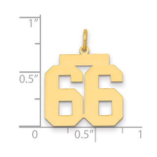 14k Yellow Gold Medium Polished Number 66 Charm LM66