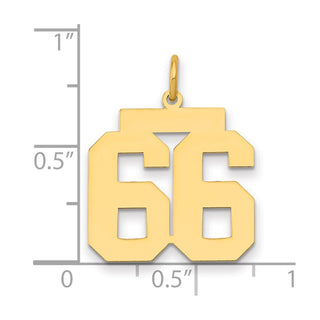 14k Yellow Gold Medium Polished Number 66 Charm LM66