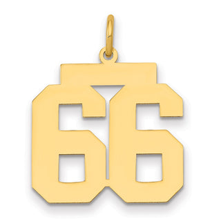 14k Yellow Gold Medium Polished Number 66 Charm LM66