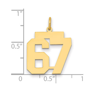 14k Yellow Gold Medium Polished Number 67 Charm LM67