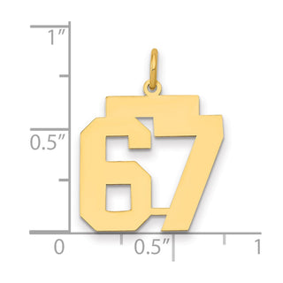 14k Yellow Gold Medium Polished Number 67 Charm LM67