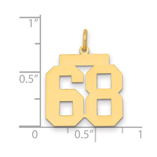 14k Yellow Gold Medium Polished Number 68 Charm LM68