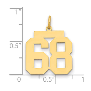14k Yellow Gold Medium Polished Number 68 Charm LM68