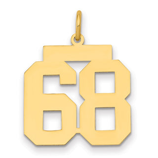 14k Yellow Gold Medium Polished Number 68 Charm LM68