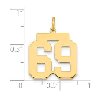 14k Yellow Gold Medium Polished Number 69 Charm LM69