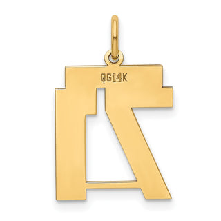 14k Yellow Gold Medium Polished Number 71 Charm LM71
