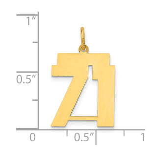 14k Yellow Gold Medium Polished Number 71 Charm LM71