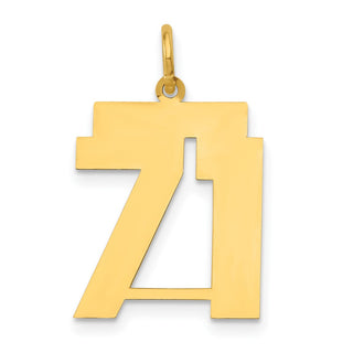 14k Yellow Gold Medium Polished Number 71 Charm LM71