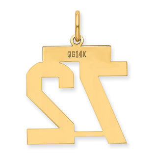14k Yellow Gold Medium Polished Number 72 Charm LM72