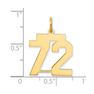 14k Yellow Gold Medium Polished Number 72 Charm LM72