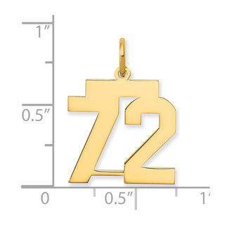 14k Yellow Gold Medium Polished Number 72 Charm LM72