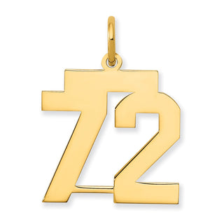 14k Yellow Gold Medium Polished Number 72 Charm LM72