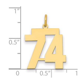 14k Yellow Gold Medium Polished Number 74 Charm LM74