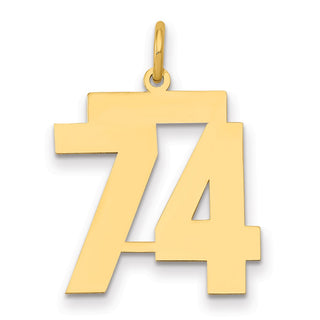 14k Yellow Gold Medium Polished Number 74 Charm LM74