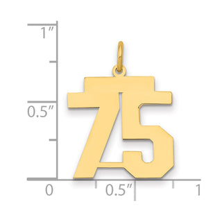 14k Yellow Gold Medium Polished Number 75 Charm LM75