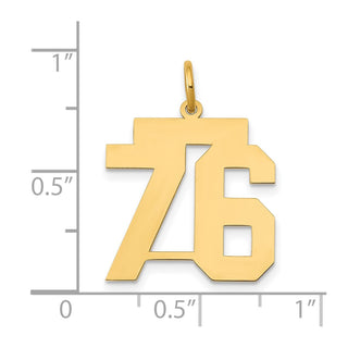14k Yellow Gold Medium Polished Number 76 Charm LM76