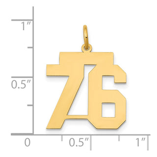 14k Yellow Gold Medium Polished Number 76 Charm LM76