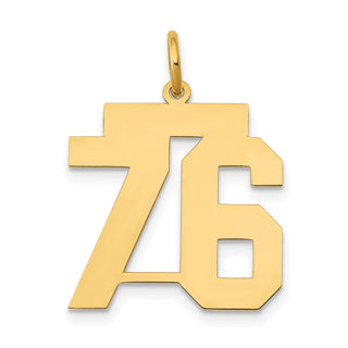 14k Yellow Gold Medium Polished Number 76 Charm LM76