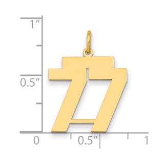 14k Yellow Gold Medium Polished Number 77 Charm LM77