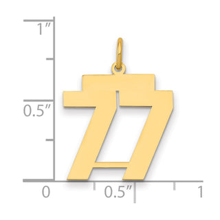14k Yellow Gold Medium Polished Number 77 Charm LM77