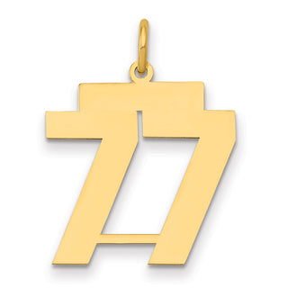 14k Yellow Gold Medium Polished Number 77 Charm LM77