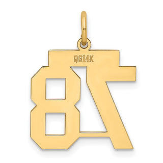 14k Yellow Gold Medium Polished Number 78 Charm LM78