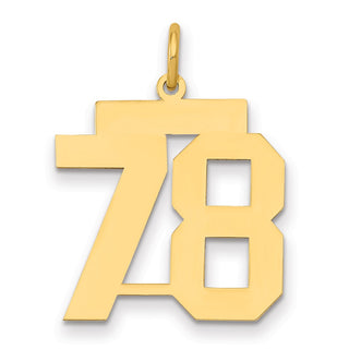 14k Yellow Gold Medium Polished Number 78 Charm LM78