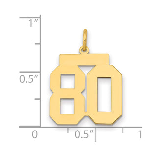 14k Yellow Gold Medium Polished Number 80 Charm LM80