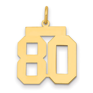 14k Yellow Gold Medium Polished Number 80 Charm LM80