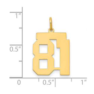 14k Yellow Gold Medium Polished Number 81 Charm LM81