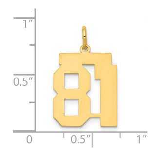 14k Yellow Gold Medium Polished Number 81 Charm LM81