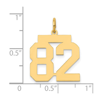 14k Yellow Gold Medium Polished Number 82 Charm LM82