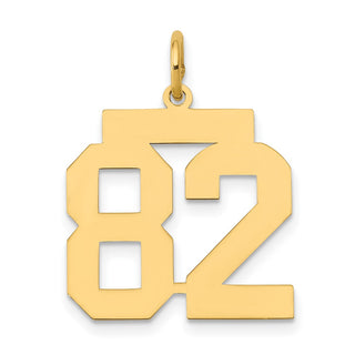 14k Yellow Gold Medium Polished Number 82 Charm LM82