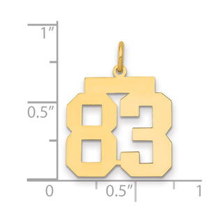 14k Yellow Gold Medium Polished Number 83 Charm LM83
