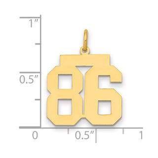 14k Yellow Gold Medium Polished Number 86 Charm LM86