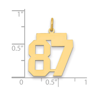 14k Yellow Gold Medium Polished Number 87 Charm LM87