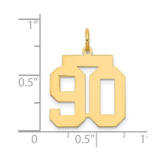 14k Yellow Gold Medium Polished Number 90 Charm LM90