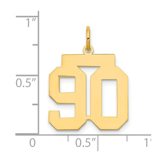 14k Yellow Gold Medium Polished Number 90 Charm LM90