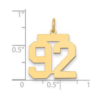 14k Yellow Gold Medium Polished Number 92 Charm LM92