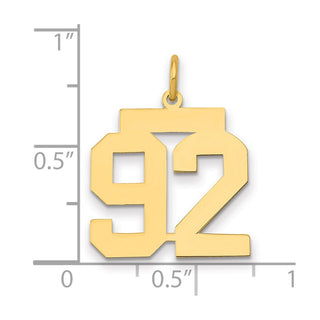 14k Yellow Gold Medium Polished Number 92 Charm LM92