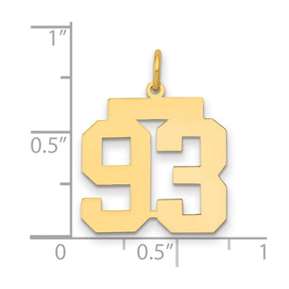 14k Yellow Gold Medium Polished Number 93 Charm LM93