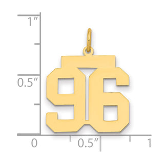 14k Yellow Gold Medium Polished Number 96 Charm LM96