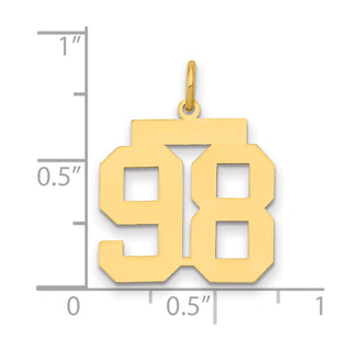 14k Yellow Gold Medium Polished Number 98 Charm LM98