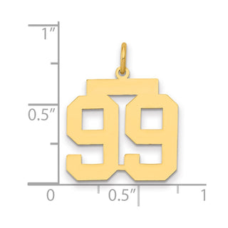 14k Yellow Gold Medium Polished Number 99 Charm LM99
